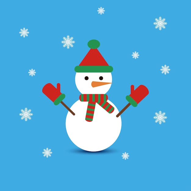 Snowman vector on blue background