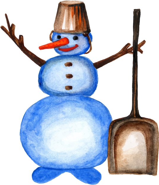 Vector snowman watercolor