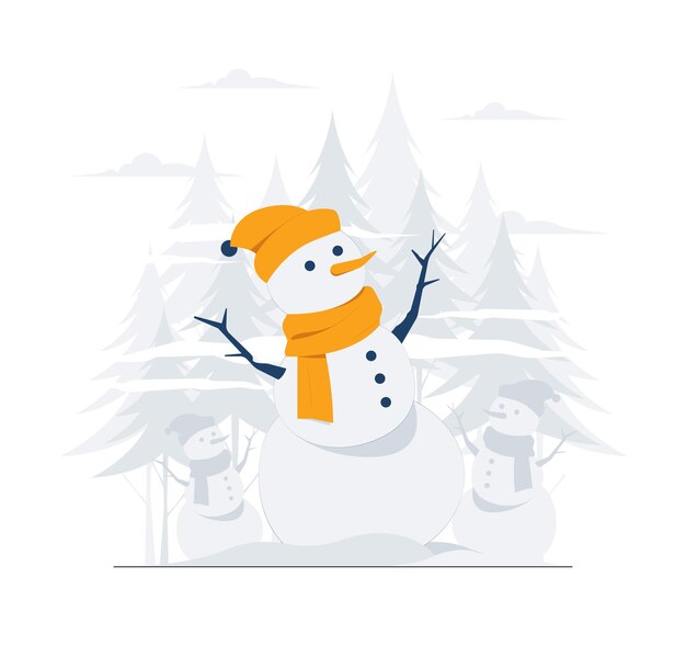 Snowman in winter christmas new year concept illustration