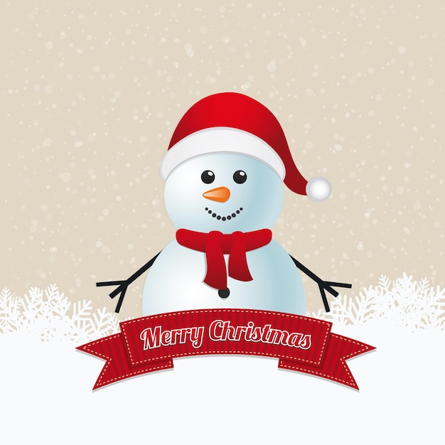 Vector snowman winter merry christmas