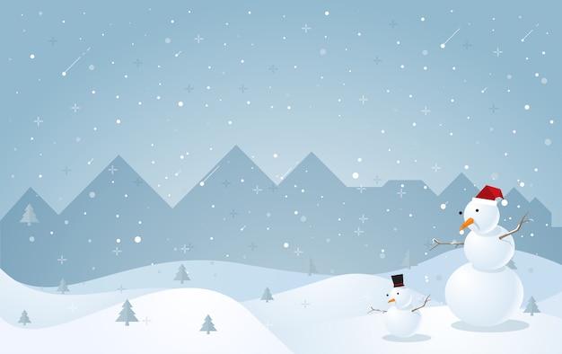 冬の雪だるまの背景