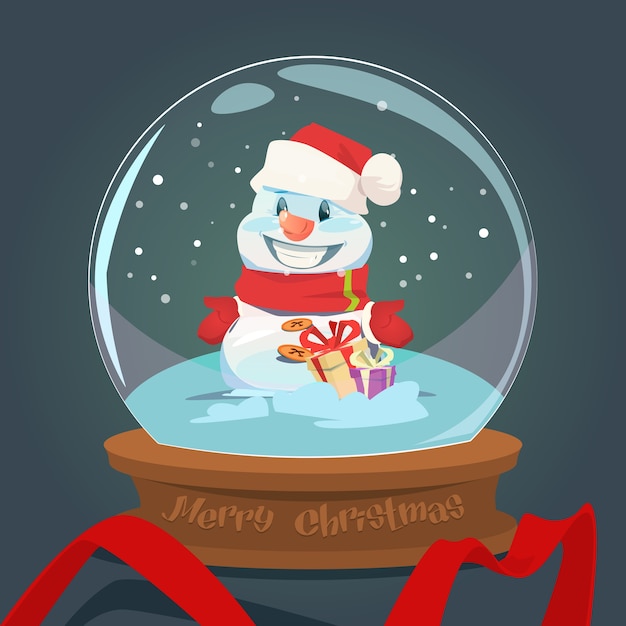 Vector snowman wish glass ball