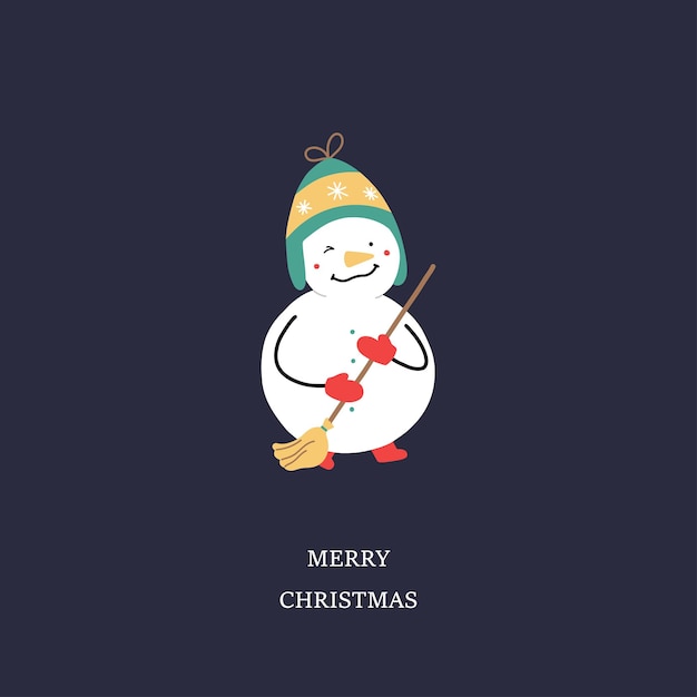 Snowman with broom