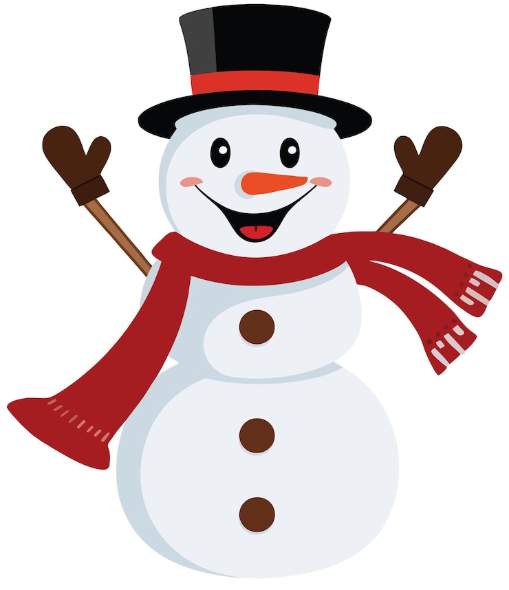 वेक्टर snowman with hat and scarf cartoon character vector illustration
