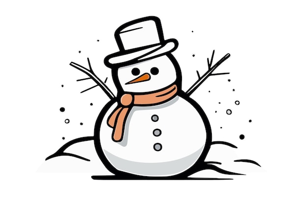 Snowmen engraved style illustration drawn sketch with snowman on a white background vector illustrat