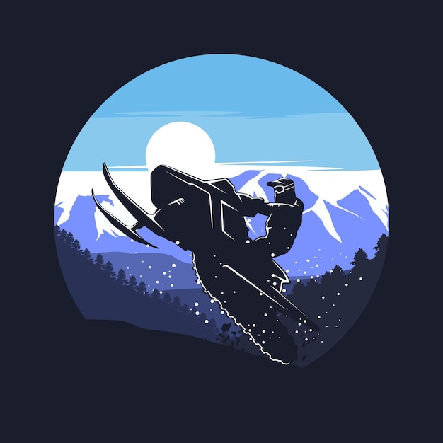 Vector snowmobile silhouette graphic