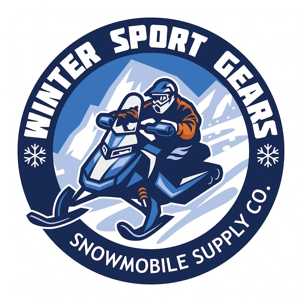 Snowmobile store logo badge design