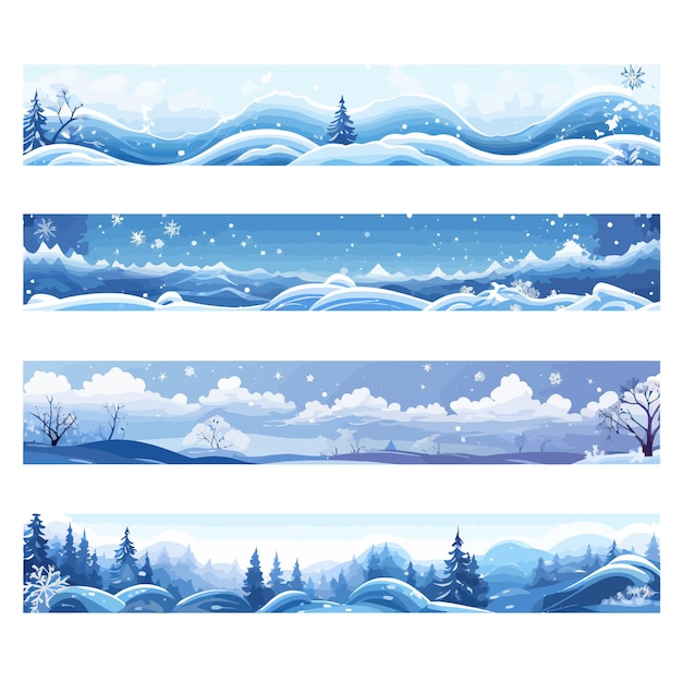 Vector snowy banners clip art on white background