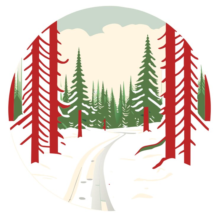 Vector snowy forest escape vector illustration flat 2