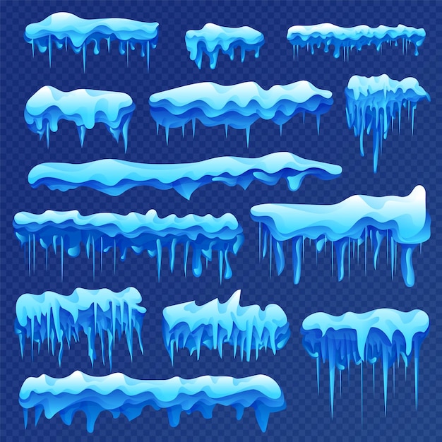 Snowy icicles set christmas design element