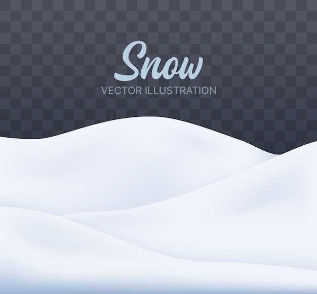 Snowy landscape isolated vector winter background with snowy hills christmas background