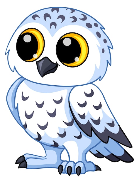 Snowy owl baby Cartoon arctic white bird