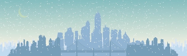 Snowy silhouette of the city Frozen water Day Snowfall New Year Vectorx9