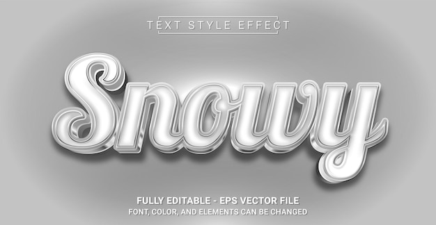 Snowy text style effect editable graphic text template