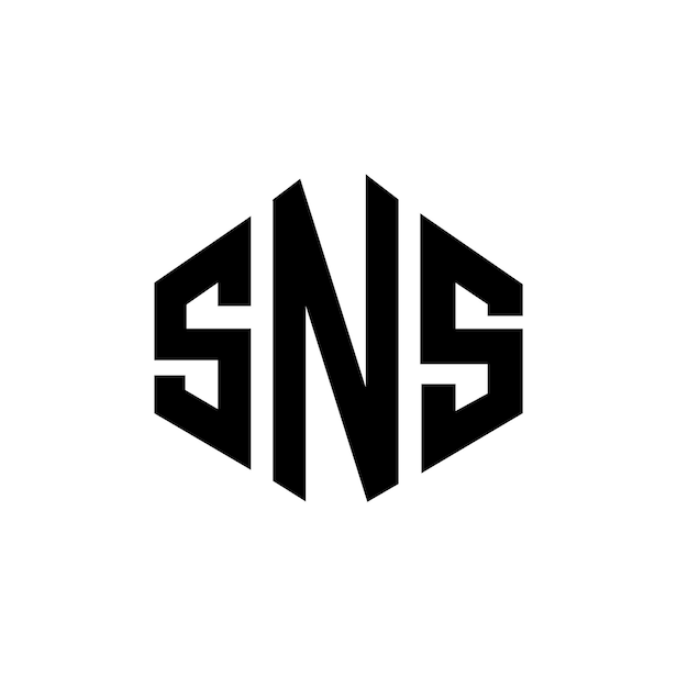 Sns letter logo ontwerp met veelhoek vorm sns veelhoek en kubus vorm logo ontwerp sns zeshoek vector logo sjabloon witte en zwarte kleuren sns monogram bedrijf en vastgoed logo