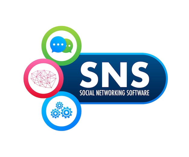 SNS Social networking software Social network communication concept Vector stock illustration