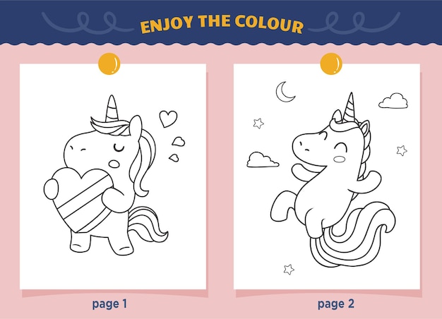 Colorazione unicorno così carino per i bambini