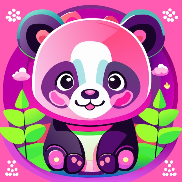 so happy panda for kids and wall vector illustration