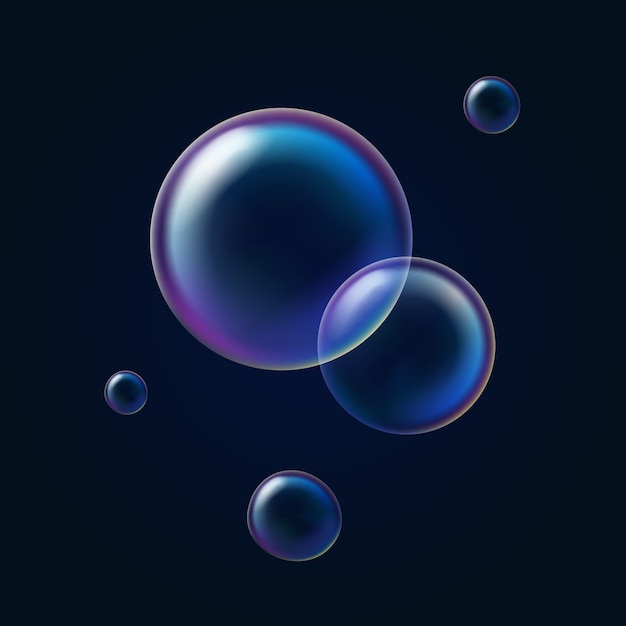 Vector soap bubble on dark water