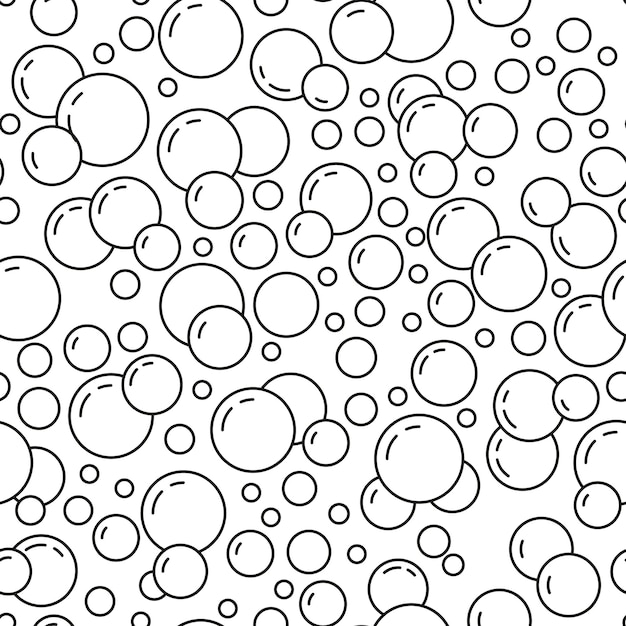 Soap bubble pattern Seamless print of shower foam fizzy drink or floating magnified molecules Vector oxygen and underwater bubbles texture