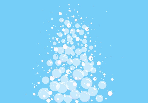 Soap bubbles on blue background air or soda underwater fizz and effervescent effect