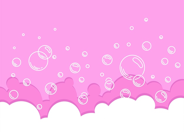 Vector soap bubbles and foam  pink background effervescent and fizzy bubble border   suds pattern