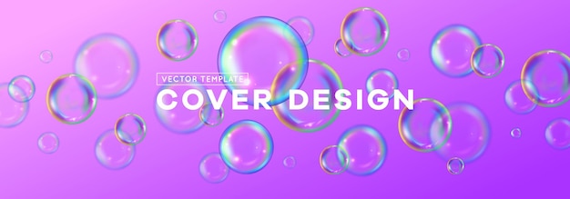 Vector soap bubbles realistic header