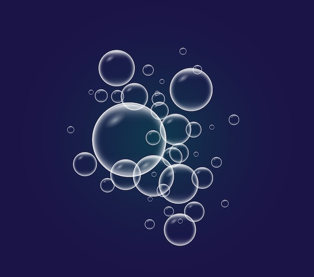 Soap bubbles seamless background, Abstract floating shampoo. Transparent realistic soap bubbles isolated.