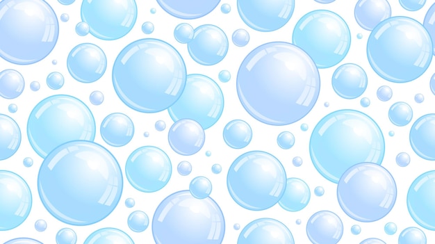 Soap bubbles seamless pattern. repeated foam decoration wallpaper. water bubble background. vector