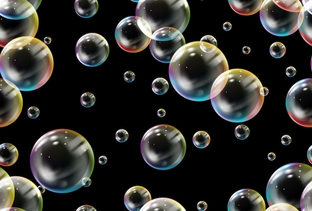 Soap bubbles seamless pattern. Seamless bubbles texture. Vector background,