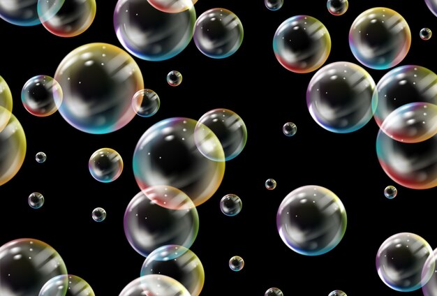 Soap bubbles seamless pattern. Seamless bubbles texture.