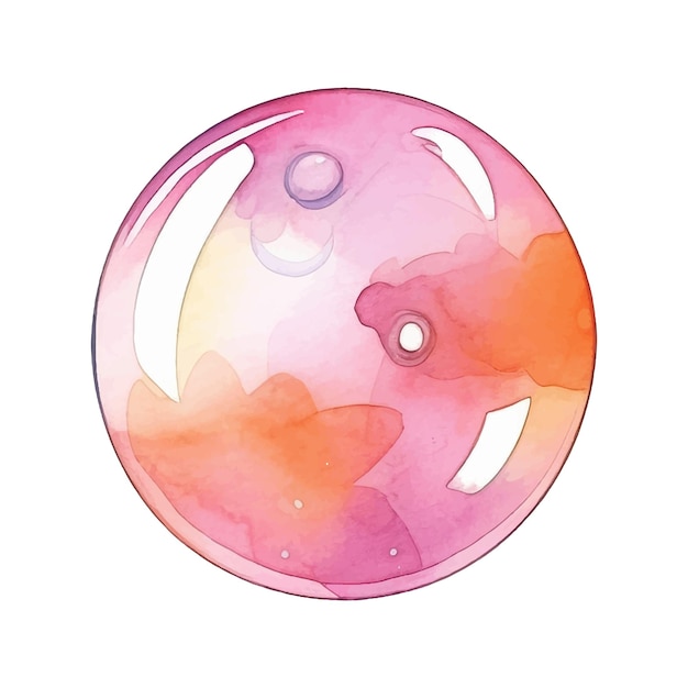 Мыльные пузырьки Акварель Иллюстрация, нарисованная вручную Цветная векторная иллюстрация, изолированная на белом фоне