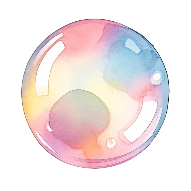 Soap Bubbles Watercolor Illustration Hand drawn Colorful vector illustration isolated on white background