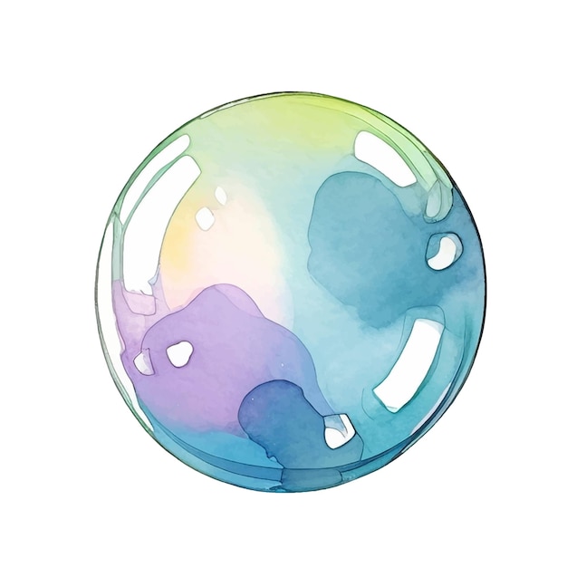 Soap Bubbles Watercolor Illustration Hand drawn Colorful vector illustration isolated on white background