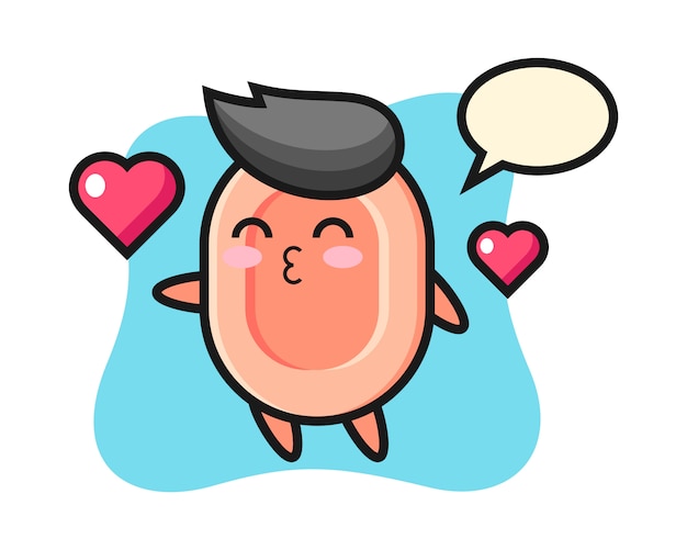 Soap character cartoon with kissing gesture, cute style  for t shirt, sticker, logo element