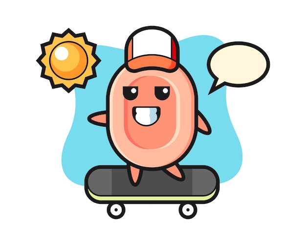 Soap character illustration ride a skateboard, cute style  for t shirt, sticker, logo element