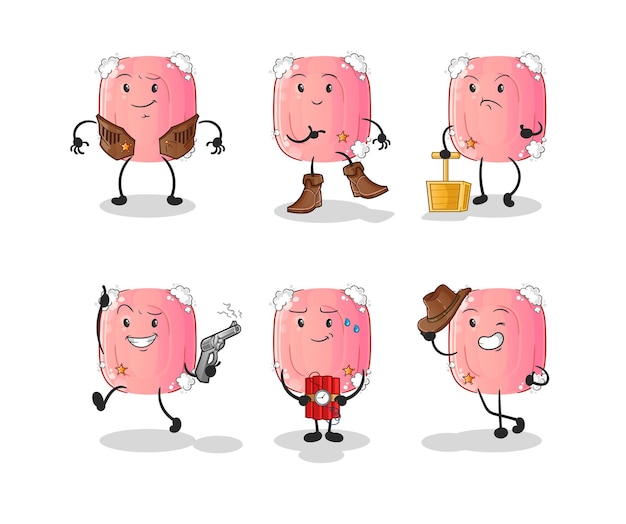 Soap cowboy group character. cartoon mascot vector