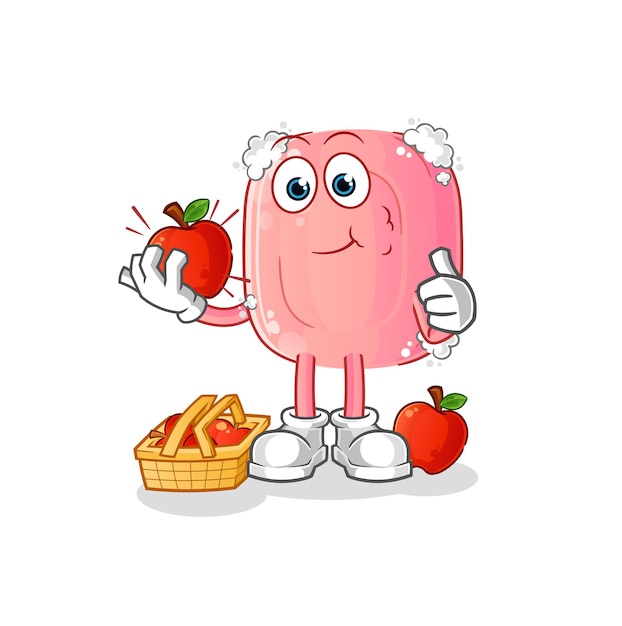 Soap eating an apple illustration. character vector