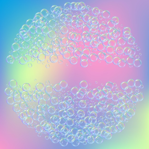 Vector soap foam on gradient background