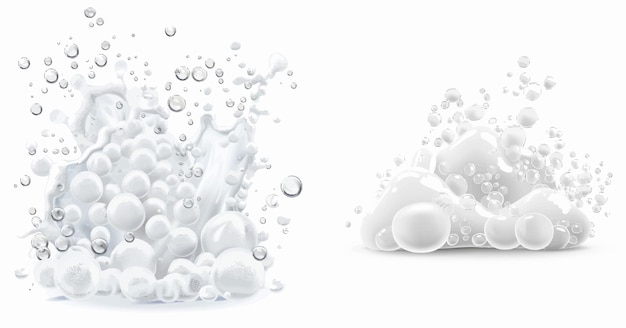 Vector soap foam with bubbles