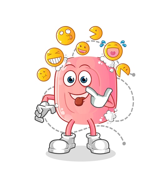 soap laugh and mock character. cartoon mascot vector