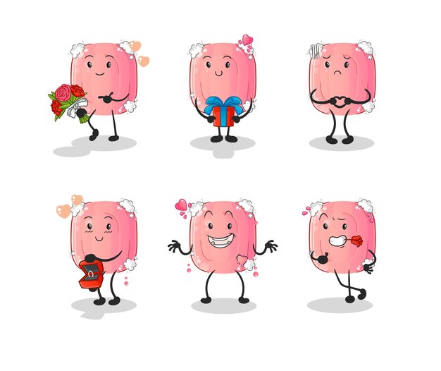 Soap love set character cartoon mascot vector