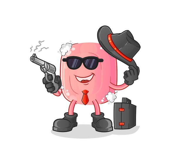 Soap mafia with gun character. cartoon mascot vector