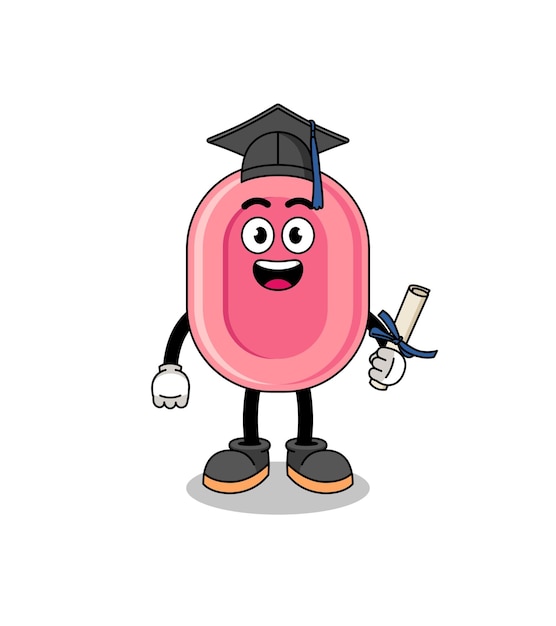 Soap mascot with graduation pose