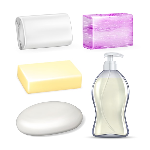 Soap Product Blank Packages Collection Set Vector