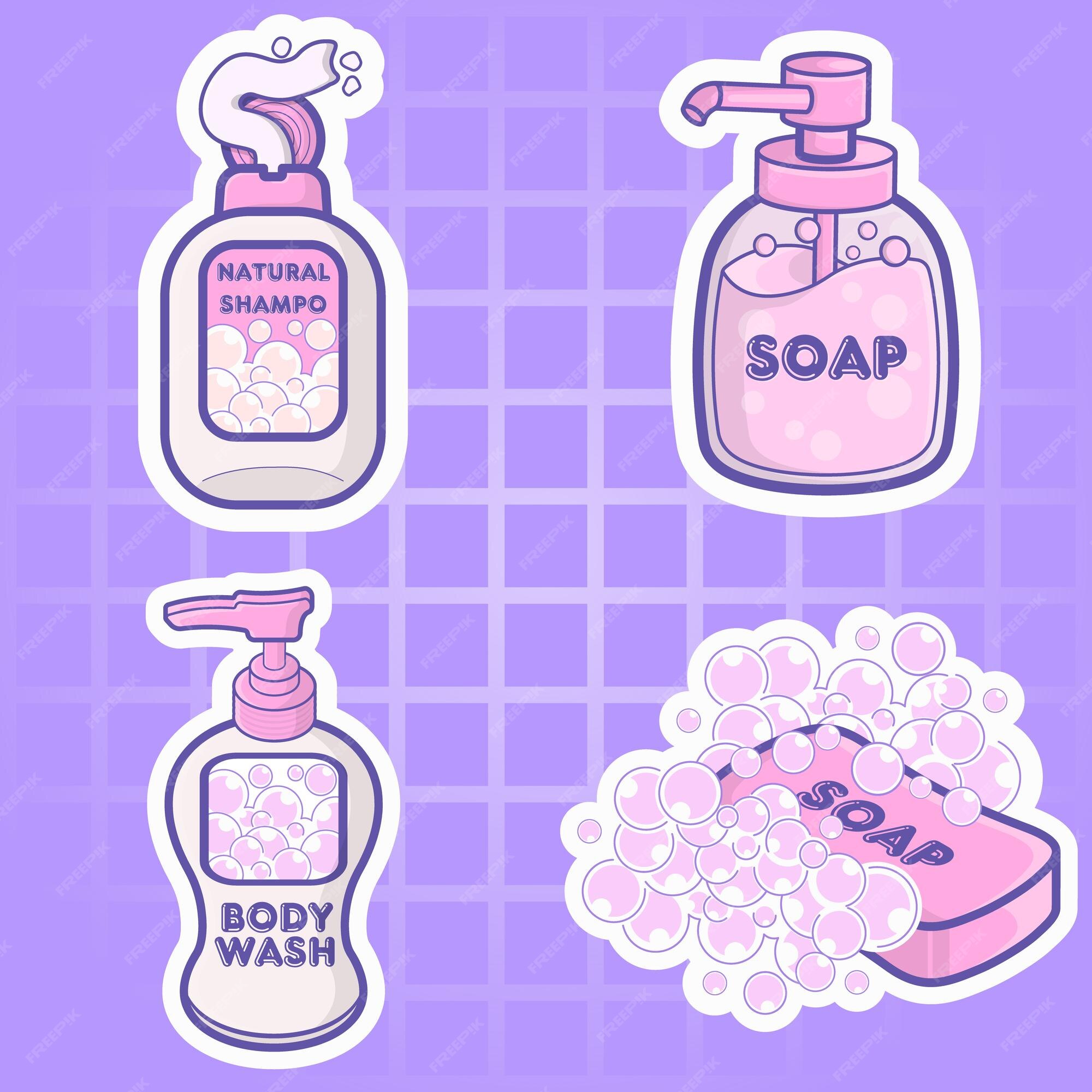 Premium Vector | Soap and for bath sticker set illustration