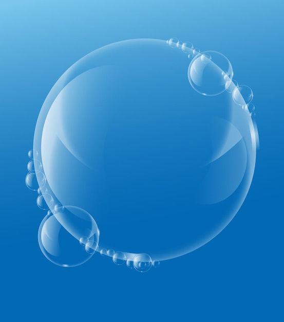 Soap or Water bubbles Drop Underwater on Light Blue background vector design element