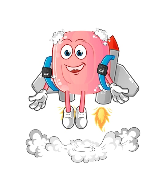 Soap with jetpack mascot. cartoon vector