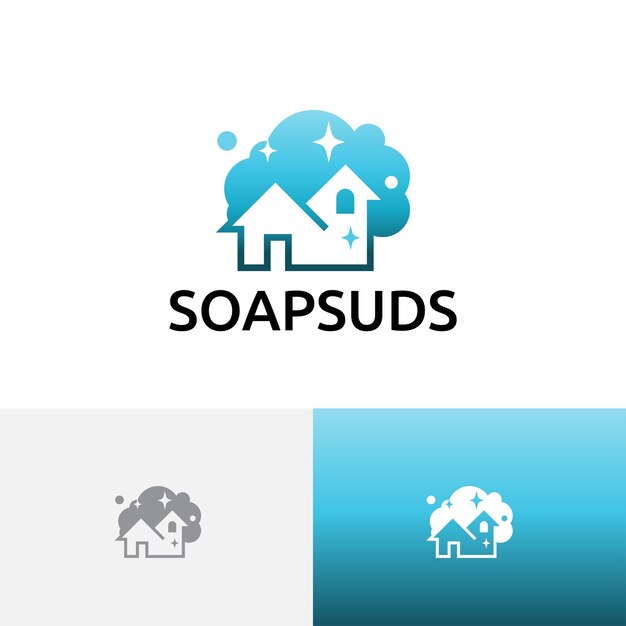 Soapsuds shiny house cleaning service care logo