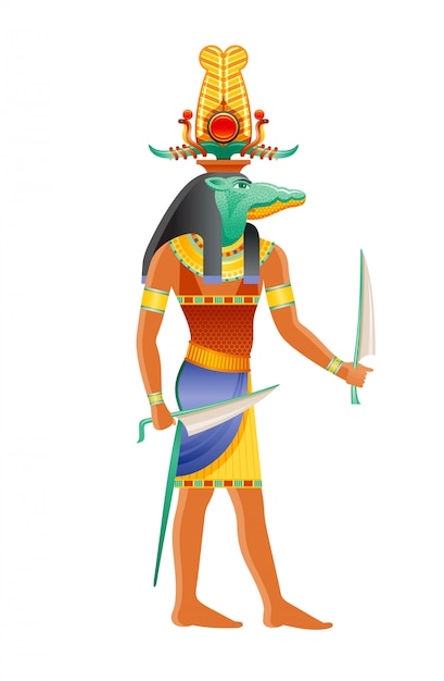 Sobek egyptian god, nile crocodile deity. ancient egyptian god